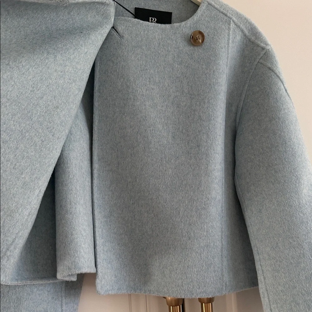 Banana Republic Wool cropped boxy jacket in Sea Glass Heather Blue. NWT fits XS* - Picture 4 of 13